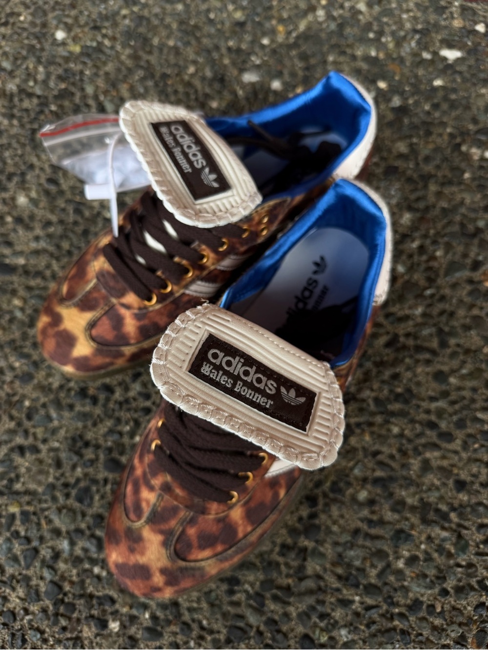 Adidas Leopard-Print Sneakers with Blue Lining